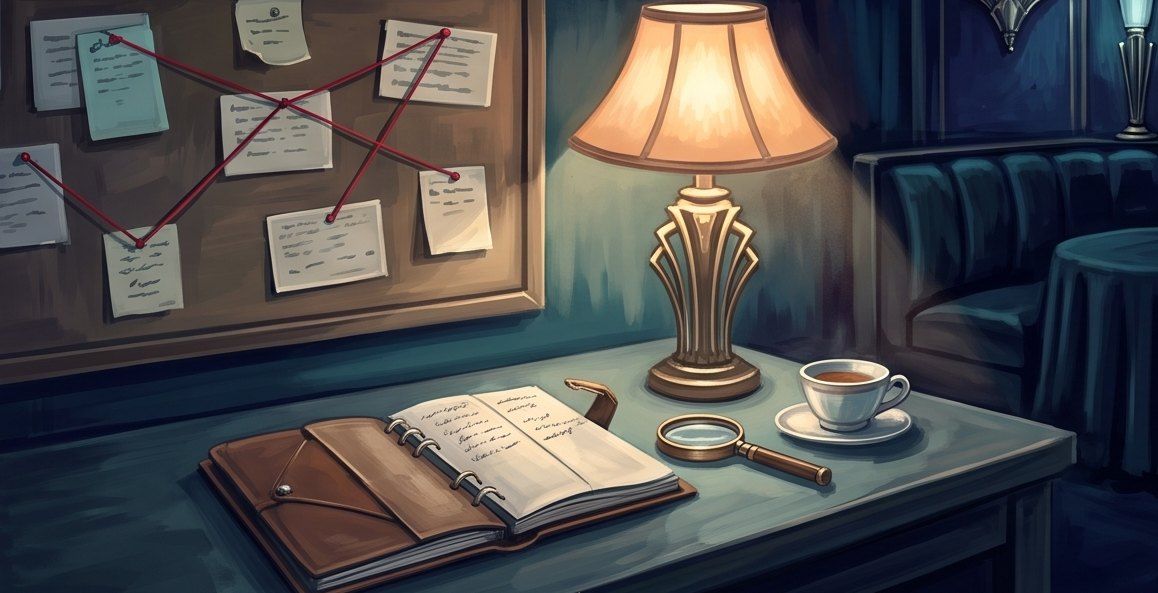 The detective's desk in the salon